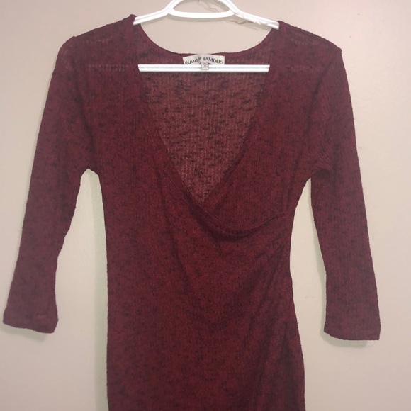 Red and black rubbed knit midi dress - Picture 2 of 5